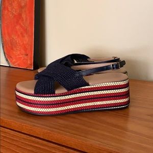 Raffia sling back platform sandals